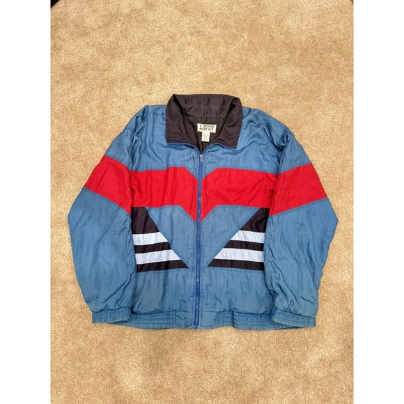 Lavoni Jackets & Blazers - Vintage LAVON Windbreaker Jacket Colorblock 80s 90s Retro black red Teal L